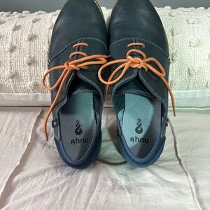 Ahnu Dark Blue Flats with Orange Accents